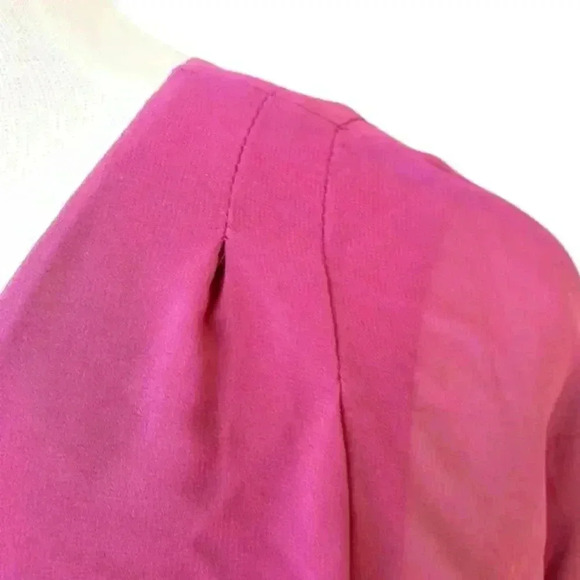 Joseph Allen Burgundy Pleated Chiffon Overlay Flowy V-Neck Tunic Top - Picture 2 of 4